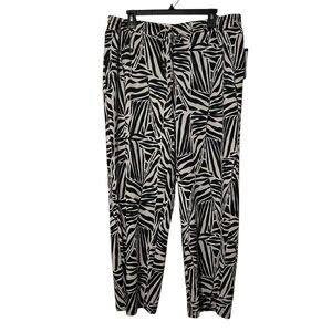Soho Apparel 1X Pull On Women's Black White Zebra Artsy Print Pants NWT
